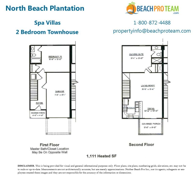 North Beach Plantation Villas Spa Villas Floor Plan - 2 Bedroom Townhouse